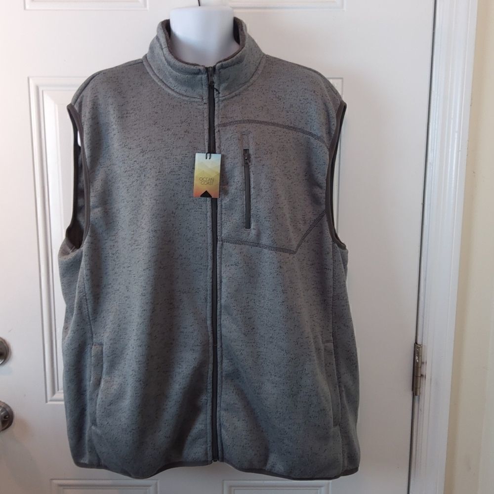 Ocean Coast gray zip front fleece lined vest
